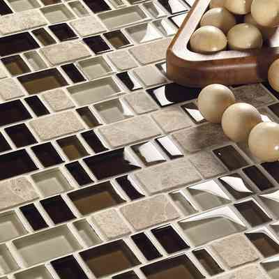 Slate and glass mosaic, for walls, Rosato 30x30 cm - Multiglass, Boxer