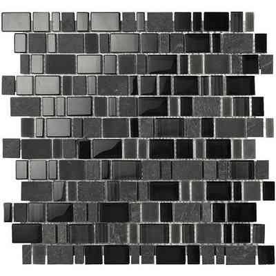 Slate and glass mosaic, for walls, smoke, Smoke 30x30 cm - Multiglass, Boxer