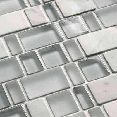 Slate and glass mosaic, for walls, White 30x30 cm - Multiglass, Boxer