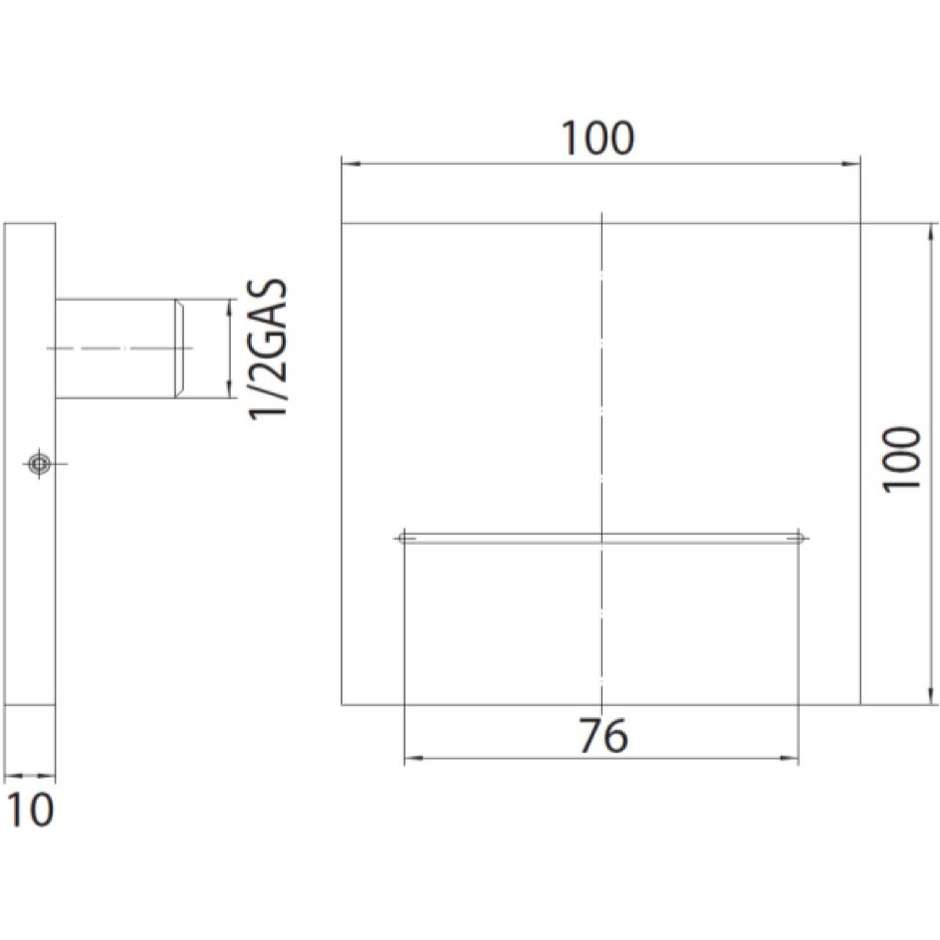 Slotted spout, for bath or shower, 10x10 cm, chrome - Olè Square, Bossini