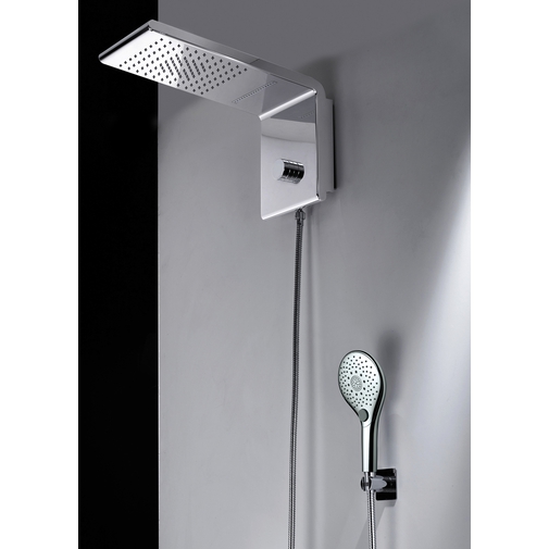 Soffione cromato a parete con doccetta, 2 getti, 20x45cm - Syncro-Rain-Renovation, Bossini