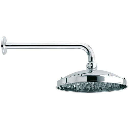 Soffione cromato diam 23 cm con anticalcare e braccio a muro 30 cm - Retrò, Bossini