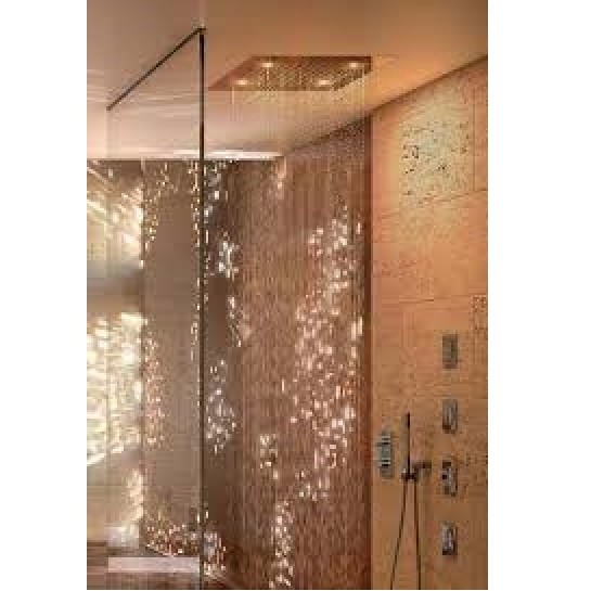 Colonna doccia a muro con soffione rotondo 20 cm ed asta saliscendi - Oki  Renovation, Bossini