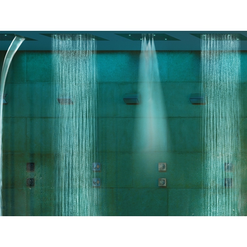 Soffione da incasso a soffitto con tre getti e cromoterapia, 57x47 cm - Dream/3 led light, Bossini