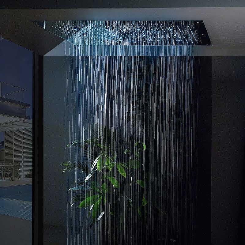 Soffione doccia con braccio da incasso a soffitto in silicone di colore  bianco Drop Galindo - Habitium®