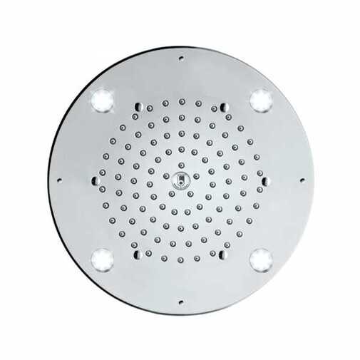 Soffione da incasso a soffitto rotondo 29 cm, con 4 luci led arancione - Oki Flat, Bossini