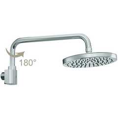 Soffione diametro 20 cm stile contemporaneo con braccio a muro girevole, cromo - Oki, Bossini