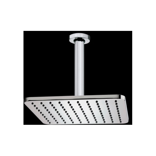 Soffione doccia elegante, cromo con braccio a soffitto, quadrato 23x23 cm - Cosmo, Bossini