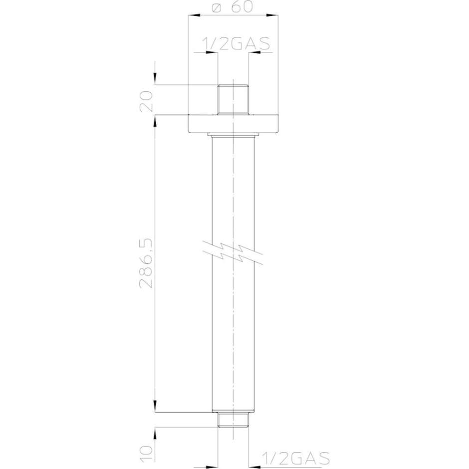 Soffione doccia elegante nero opaco, braccio a soffitto, quadrato 28x28cm - Cosmo, Bossini