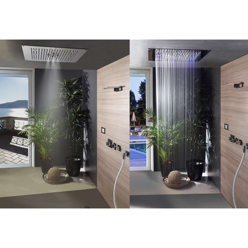 Soffione incasso a soffitto, 3getti pioggia cascata nebulizzatore 57x47 cm - Dream/3, Bossini