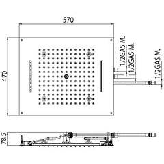 Oki Renovation Bossini Soffione 20cm, braccio muro cilindro 35cm