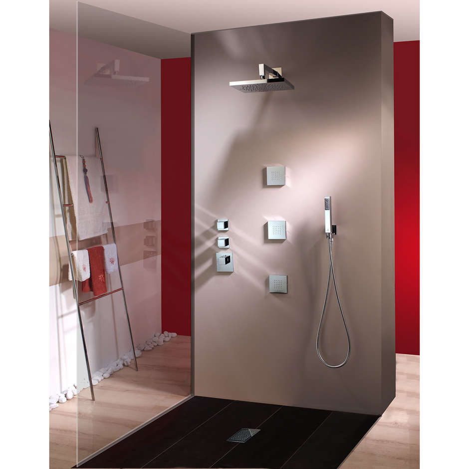 Soffione laterale per doccia 10x10 cm, bianco - Cubic Flat, Bossini