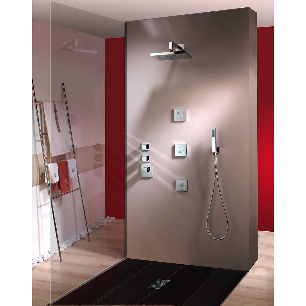 Soffione Doccia A Pioggia Autopulente 10 Pollici - Bianco Con Finitura Cromata