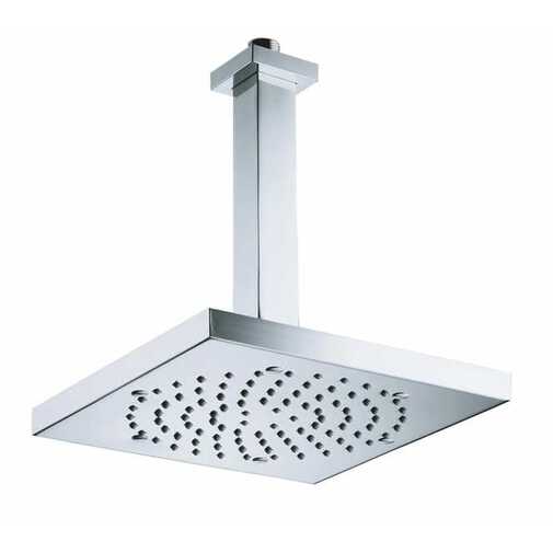 Soffione quadrato 21x21 cm moderno, con attacco al soffitto, cromo - Cube, Bossini