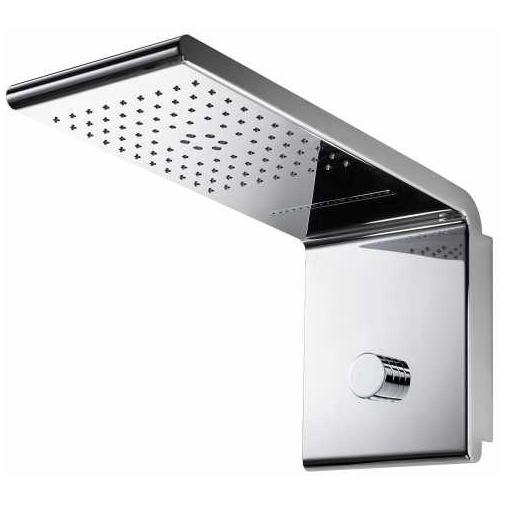 Soffione rettangolare cromo a parete, 2 getti+nebulizzatore, 20x45 cm - Syncro-Neb, Bossini