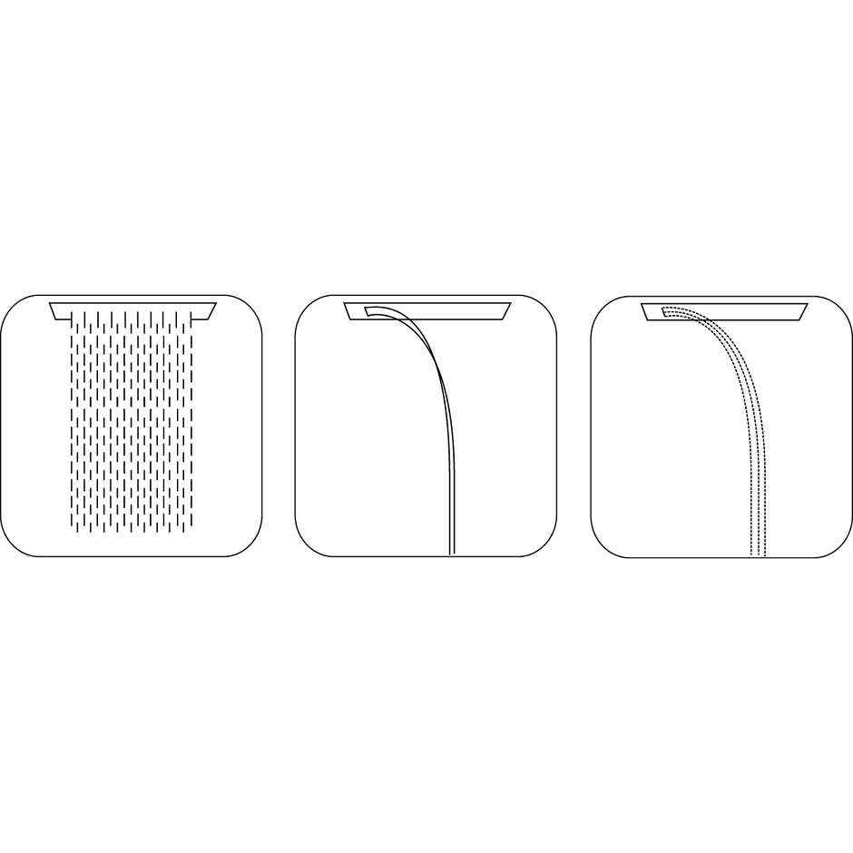 Soffione rettangolare da incasso a soffitto, getto pioggia, getto pettine e getto cascata 57x47 cm - Dream/3, Bossini