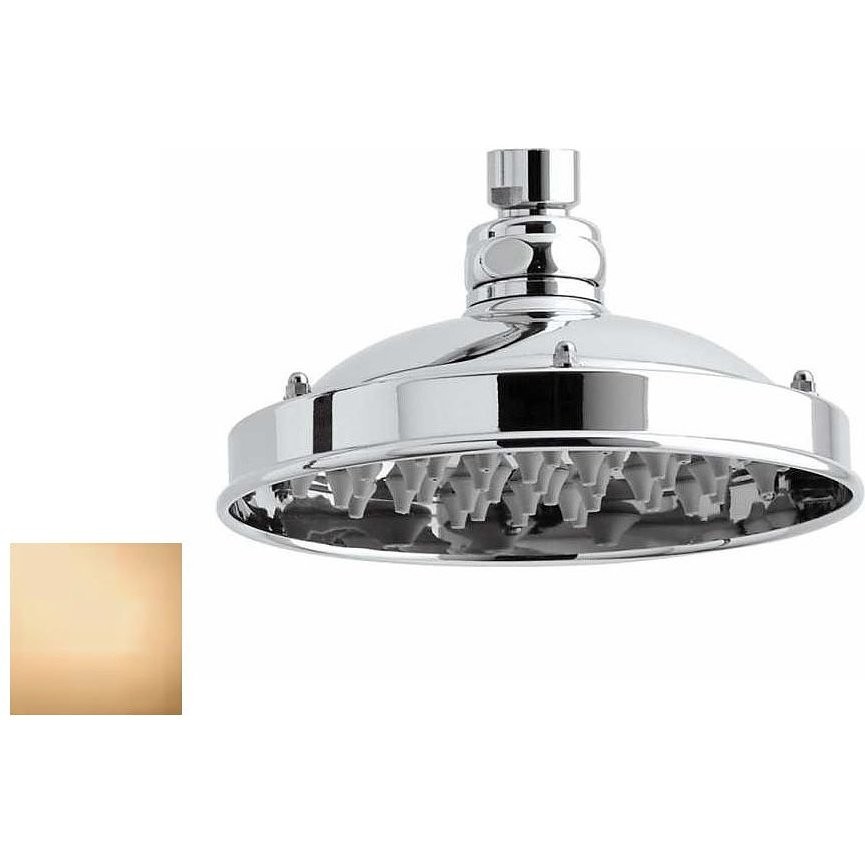 Soffione rotondo diametro 30 cm, in stile vittoriano, ottone anticato, con anticalcare ed attacco universale - Retrò, Bossini