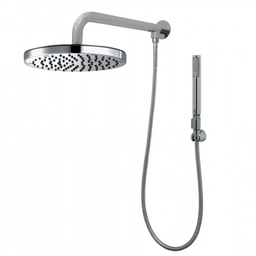 Soffione tondo 25cm, braccio a muro cilindro 30cm, doccetta integrata - Oki-Renovation, Bossini