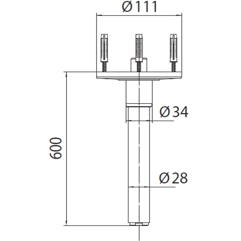 Soffione tubo, getto nebulizzato, attacco soffitto h60, diam.2,8 - Vertical jet, Bossini