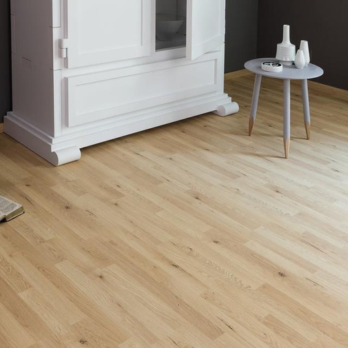 Sol stratifié effet bois beige épaisseur 7 mm 138,3x19,3 cm - Chêne Trevi, Ambientis