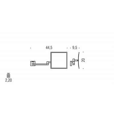 Specchio ingranditore 3x, squadrato con supporto a muro - Mirrors, Colombo Design