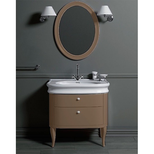 Specchio ovale in legno tortora lucido stile classico - Lante, Simas