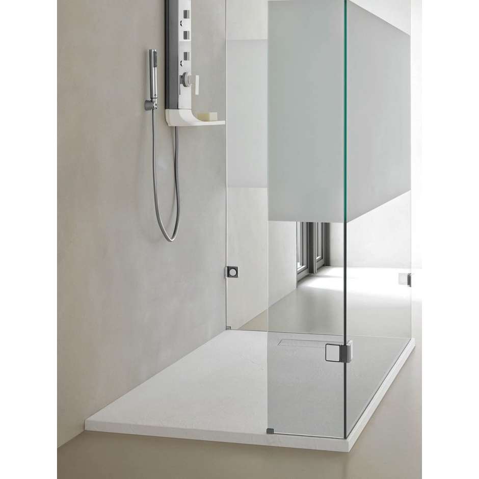 Split stone effect shower tray, 80x140x3,5 cm White - Well Plus, Arblu