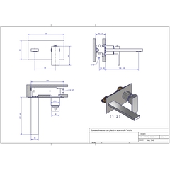 Square built-in chromed wall-mounted basin mixer - Tetris, Rubinetteria Bugnatese