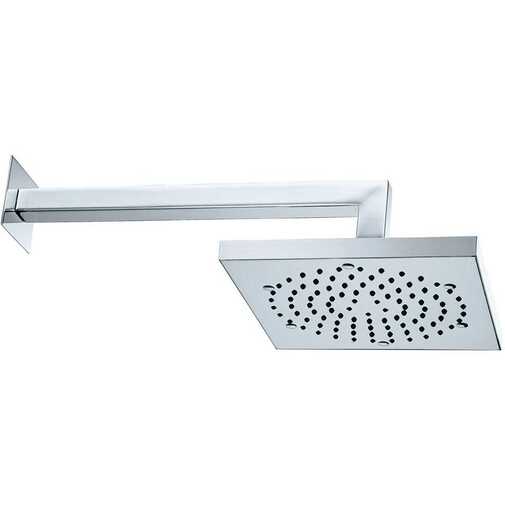 Square shower head 21x21 cm with wall arm 35 cm, chrome - Cube, Bossini