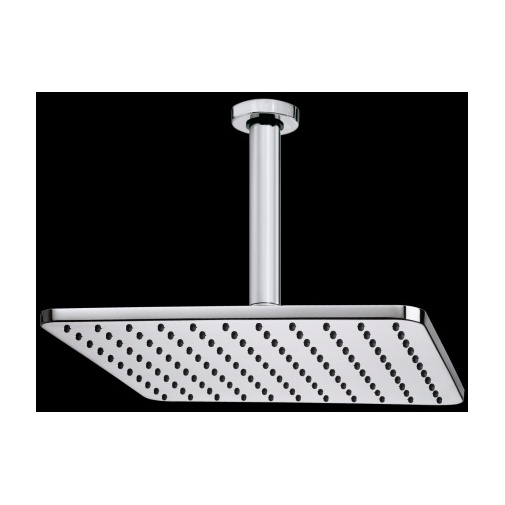 Square shower head, chrome 28x28 cm with ceiling arm - Cosmo, Bossini
