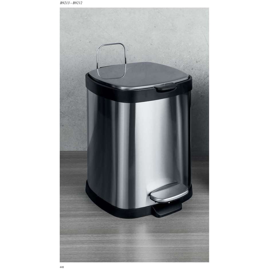 Square toilet paper bin 5lt, satin steel, with soft close - Poubelle, Colombo Design