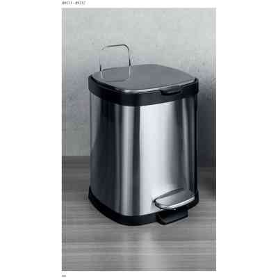 Square toilet paper bin 5lt, satin steel, with soft close - Poubelle, Colombo Design