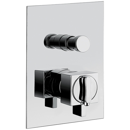 Squared modern style built-in thermostatic shower mixer with chromed diverter - Tetris, Rubinetteria Bugnatese