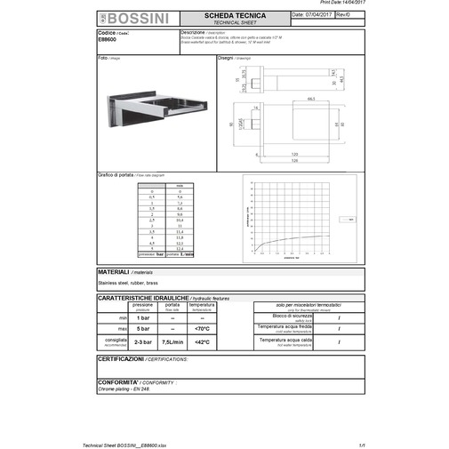 Squared waterfall spout for bathtub and shower - Bossini
