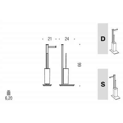 Standbadewanne mit Rollenhalter links und verchromtem Toilettenbürstenhalter - Units, Colombo Design
