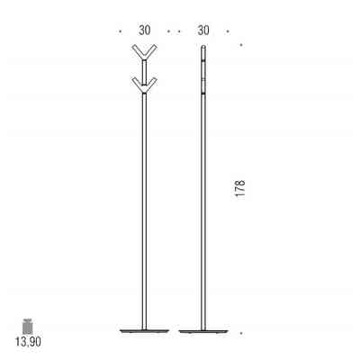 Standing coat hanger with 4 arms in chromed brass - Planets, Colombo Design