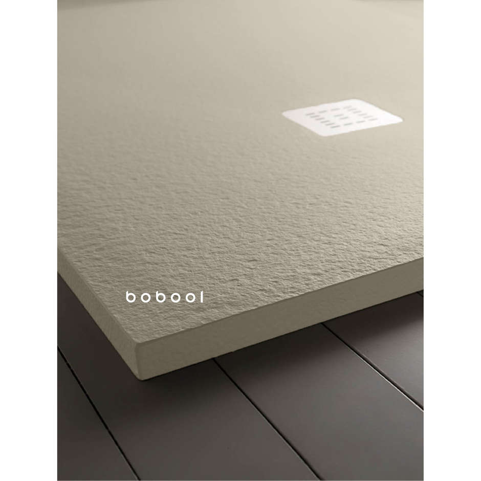 Stone effect resin shower tray, Gravel grey, 80x200x3 cm - Trendy, Arblu