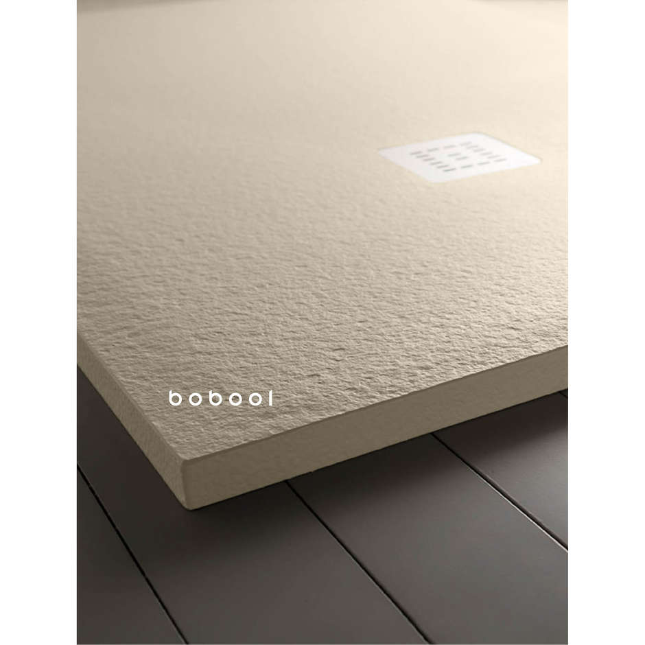 Stone effect resin shower tray, ivory white, 90x100x3 cm - Trendy, Arblu