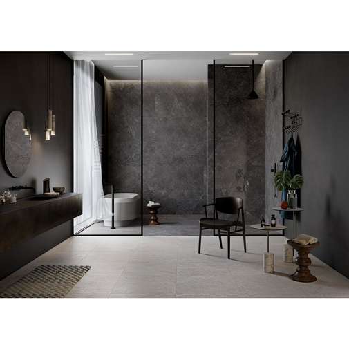 Stone/marble effect porcelain stoneware, Natural Carbon, 60x120 cm - Lithos, Kerlite