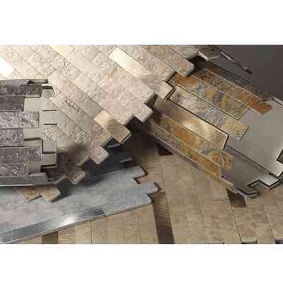 Stratifié autocollant pour carrelage mural effet pierre et aluminium, Beige 29x29,7 cm - Sticker, Boxer