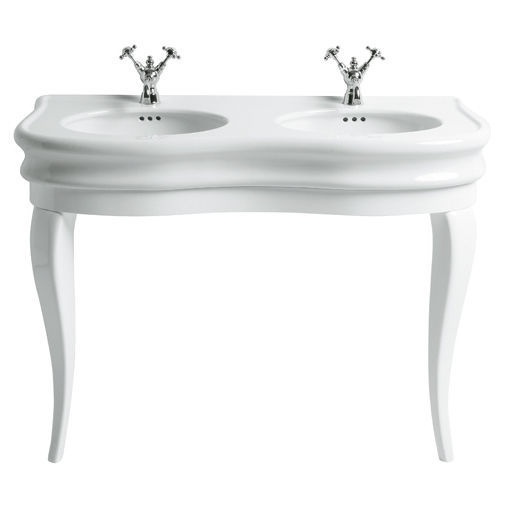 Structure pour lavabo de style rétro LA12 en bois de Lante blanc brillant, Simas