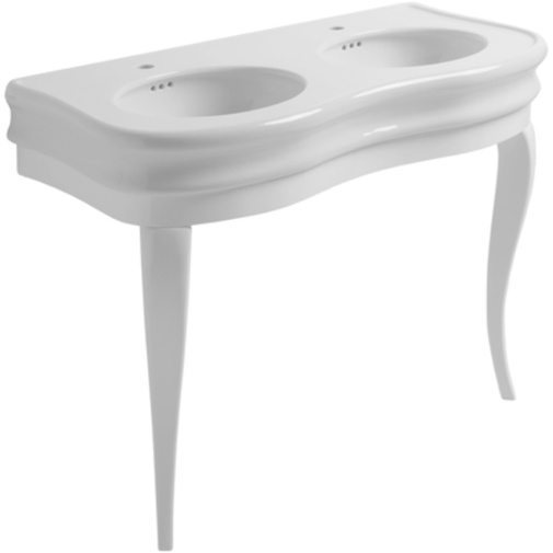 Structure pour lavabo de style rétro LA12 en bois de Lante blanc brillant, Simas