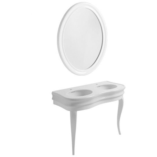 Struttura per lavabo LA12 stile retrò in legno bianco lucido Lante, Simas