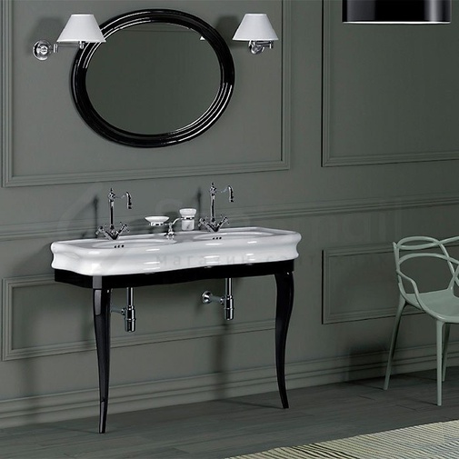 Struttura per lavabo LA12 stile retrò in legno nero lucido Lante, Simas
