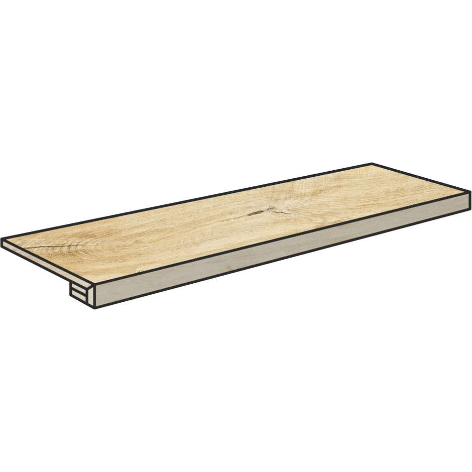 Stufe in Naturholzoptik, 16,4x99,8 cm Costa Retta Cream - Logwood, Dom Ceramiche