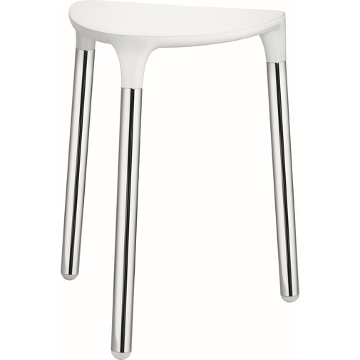 Tabouret de salle de bain avec assise en résine blanche et structure en acier chromé - Complements, Colombo Design