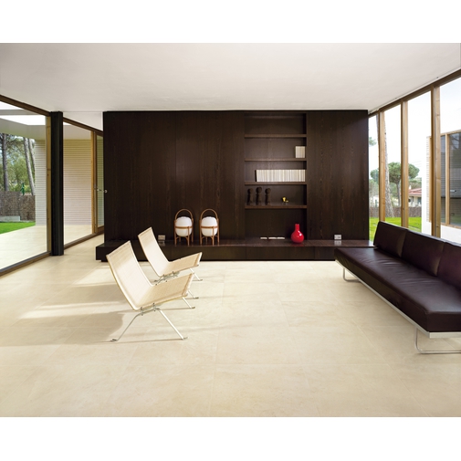 Thin porcelain stoneware 5,5 mm stone effect light beige Via Condotti Silk 100x300 cm - Elegance, Kerlite