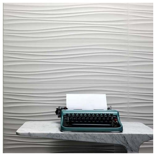 Tile with glossy wave decoration, white, 25x76 cm - Absolute, Marazzi