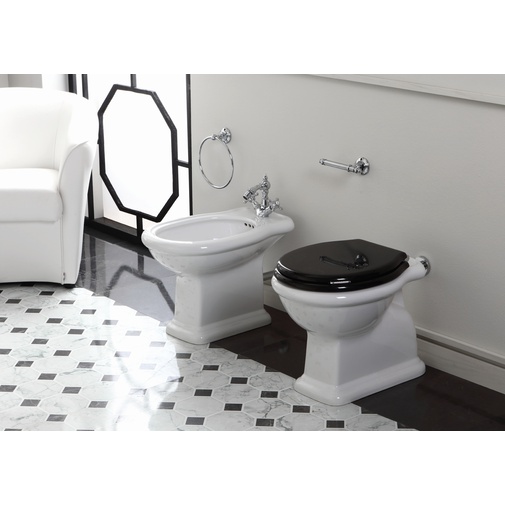 Vaso a terra design retrò con scarico a parete bianco Lante, Simas