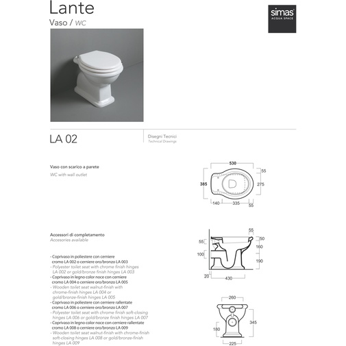 Vaso a terra design retrò scarico a parete nero lucido Lante, Simas